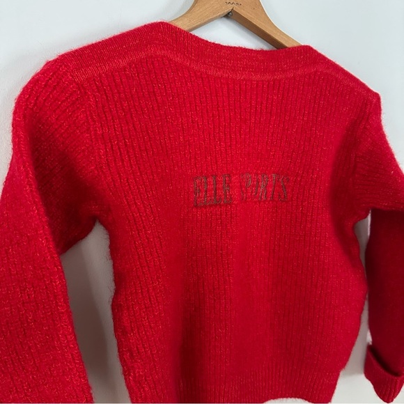 Vintage ELLE Sports Red Wool Blend Ski Sweater Size 38 XS - Picture 1 of 12
